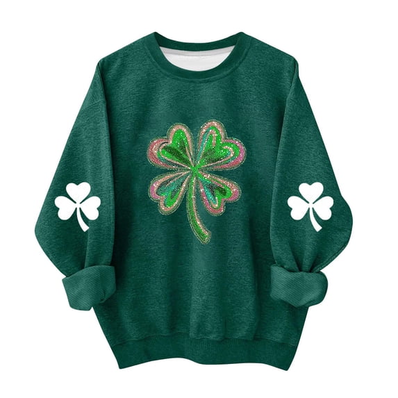 Kids St Patrick Sweatshirts Long Sleeve Crew Neck Festival Print Pullover Tops Casual Loose Holiday Outfits (5-6Years, Green)