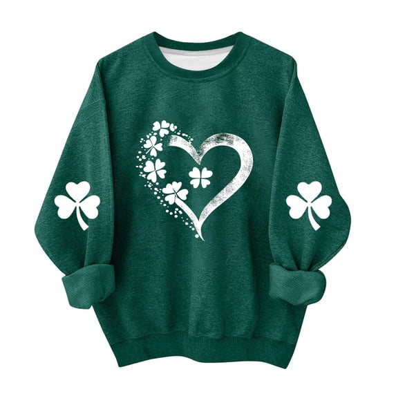 Kids St Patrick Sweatshirts Long Sleeve Crew Neck Festival Print Pullover Tops Casual Loose Holiday Outfits (8-9 Years, Green)