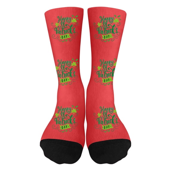 Kids' St. Patrick's Day Novelty Crew Socks - Festive Shamrock Print Socks for Boys & Girls (7-12 Years)