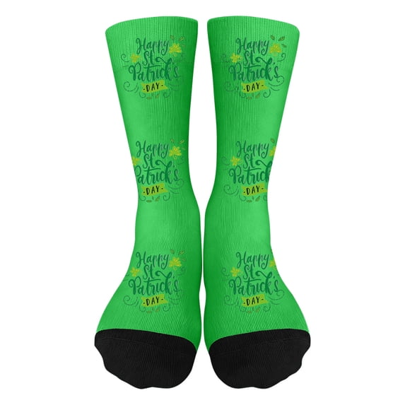 Kids' St. Patrick's Day Novelty Crew Socks - Festive Shamrock Print Socks for Boys & Girls (7-12 Years)