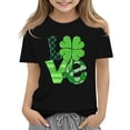 thumbnail image 1 of Kids St. Patrick's Day Shirts Girls Short Sleeve Clover Shamrock Shirts Loose Fit Irish Graphic Tops Casual St Patrick's Day Holiday Clothing,Black 9-10 Years, 1 of 4