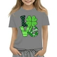 thumbnail image 1 of Kids St Patricks Day Shirts Boys Girls Irish Graphic Shamrock Shirts Cute Short Sleeve Clover Tees Tops Loose Fit Summer St Patrick's Day T-Shirts,Gray 9-10 Years, 1 of 4