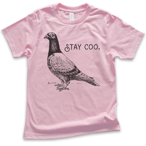 Kids Stay Coo Shirt, Youth Kids Boy Girl T-Shirt, Funny Pidgeon Shirt, Cute Bird Saying, Cool Bird Shirt, Light Pink, Small