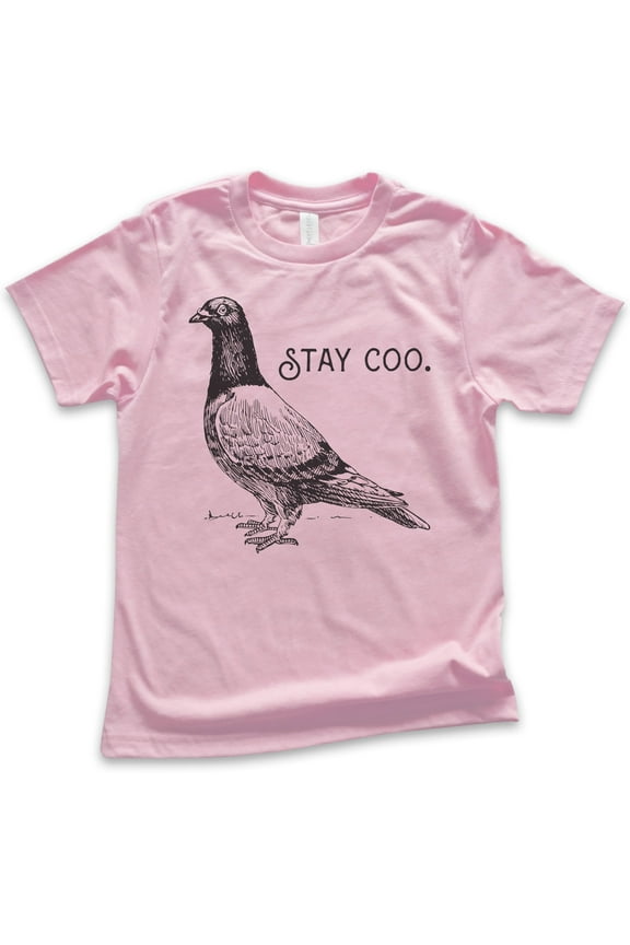 Kids Stay Coo Shirt, Youth Kids Boy Girl T-Shirt, Funny Pidgeon Shirt, Cute Bird Saying, Cool Bird Shirt, Light Pink, X-Large