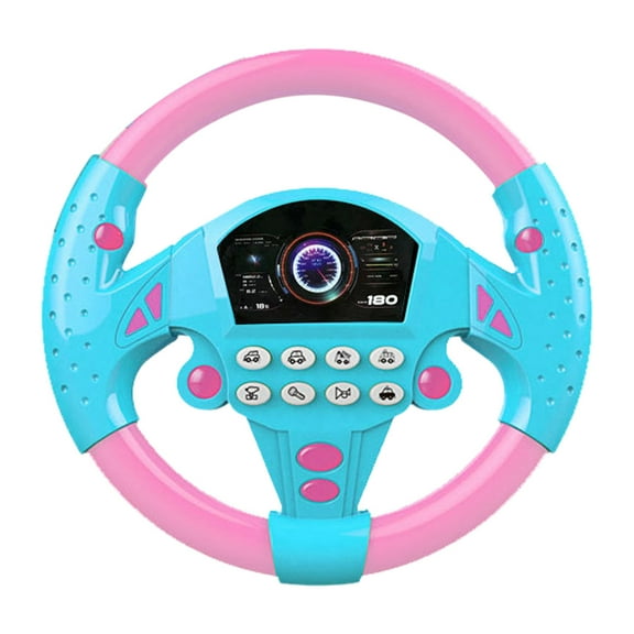 Kids Steering Wheel Toy with Light & Sound, Educational Driving Toy for Toddlers, Portable Car Seat Steering Wheel (Yellow/Blue)