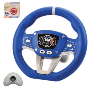 Kids Steering Wheel for Car 360° Rotation Simulation Toy Steering Wheel with Suction Cup Suction Cup Steering Wheel Toy, Blue