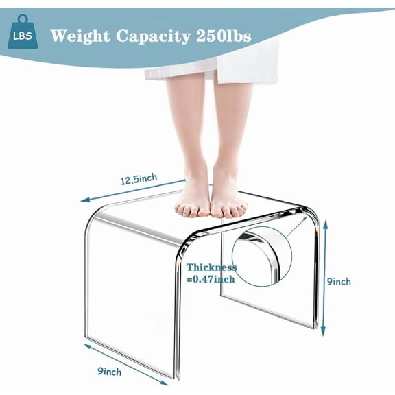 Kids' Step Stool 9'' Acrylic Transparent Step Stool for Bedroom Kitchen Bathroom
