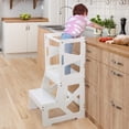 thumbnail image 1 of Kids Step Stool, CAVEEN Toddlers Kitchen Stool Helper, 300lbs Loading Capacity Tower for Bathroom Kitchen Counter, White, 1 of 9