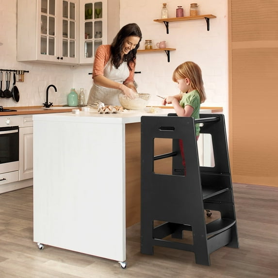 Kids Step Stool Wooden Toddler Step Stool Adjustable Step Stool for Kids Kitchen Stool Helper Toddlers Learning Stool Tower for Kitchen Counter