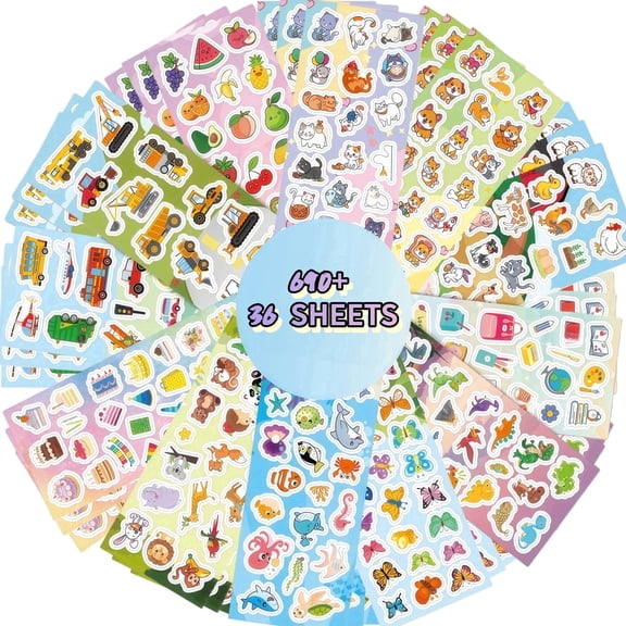 Cute Cartoon Reward Animals Dinosaurs Vehicles Ocean Fruit Stickers 690 Pack
