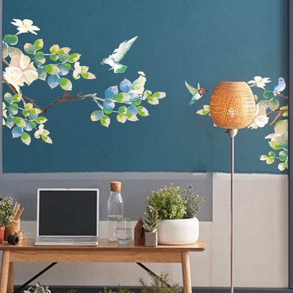 Kids Stickers,Branches And Leaves Birds Flying PVC Frosted Stickers Can Be Removed Personalized Wall Stickers Living Room Bedroom PVC Stickers Bathroom Toilet Decorative Wall Stickers