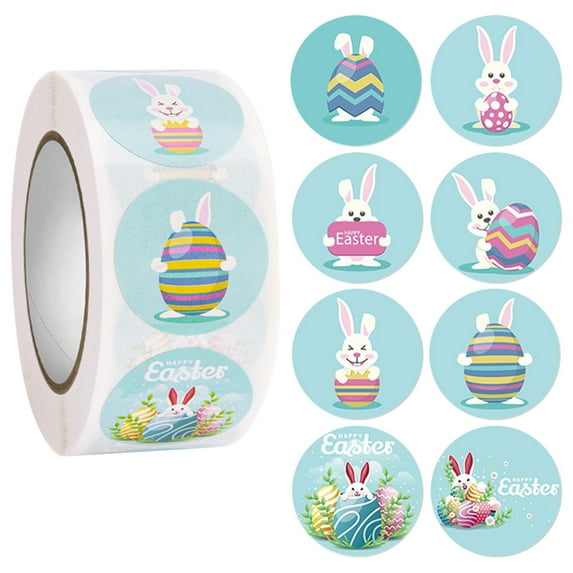 Kids Stickers,Easter Rabbit Eggs Cartoon Decoration Sticker Sticker Holiday Atmosphere Decoration Removable 500pcs/roll