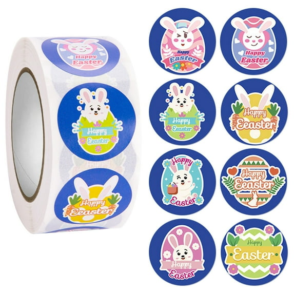 Kids Stickers,Easter Rabbit Eggs Cartoon Decoration Sticker Sticker Holiday Atmosphere Decoration Removable 500pcs/roll