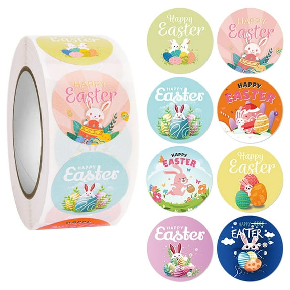 Kids Stickers,Easter Rabbit Eggs Cartoon Decoration Sticker Sticker Holiday Atmosphere Decoration Removable 500pcs/roll
