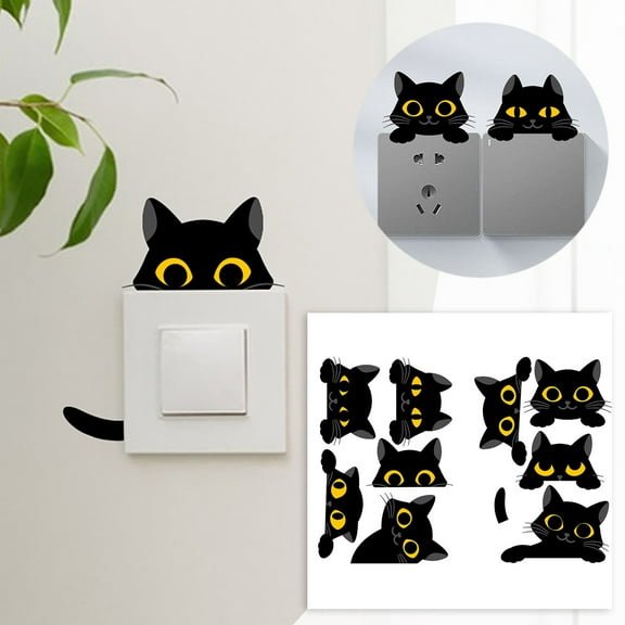 Kids Stickers,Nine Black Cats Stickers Wall Stickers Fun Stickers Cute Cat Expression Stickers Decorative Stickers PVC Adhesive