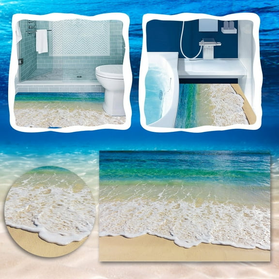 Kids Stickers,Ocean Wall Decal Wave Wall Decoration Floor Sticker For Bathroom Living Room Bedroom Theme Decoration