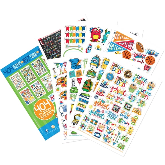 Kids Stickers, School Rocks Collection (Qty 404) - School, Sports, Science, Cars, Skateboard, Quote Bubbles, Spaceships & More
