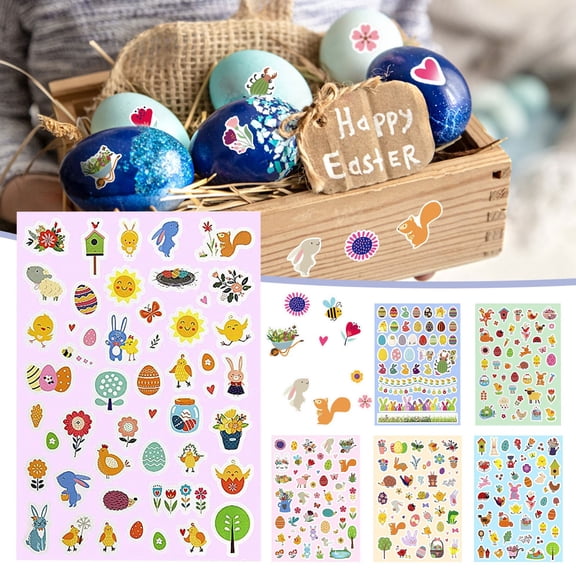 Kids Stickers,Sheets Craft Easter Decorative Cards Adults6 Scrapbooking Easter For Toddlers And Stickers For Envelopes Eggs Stickers Bunny Stickers