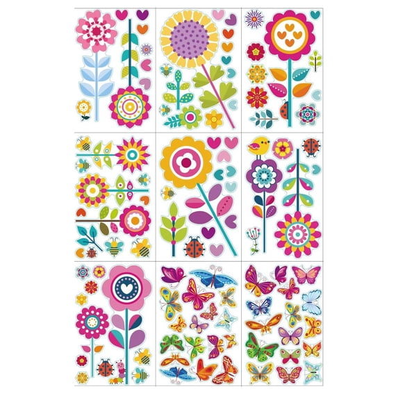 Kids Stickers,Spring Electrostatic Window Sticker Window Glass Door Dwarf Flower Butterfly Decorative Sticker