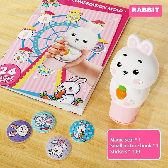 Kids Stickers,Sticker Books& Toys For Kids Toddler Reusable Sticker Book With 100 Stickers Travel Airplane Toys For Toddlers (Rabbit)