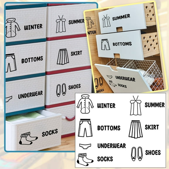 Kids Stickers,Wall Sticker Boys Men Clothing Clothes Classification Logo Label Wall Decal Removable PVC Decoration For Home Bedroom Cloakroom Wardrobe Drawer Storage Box Decor