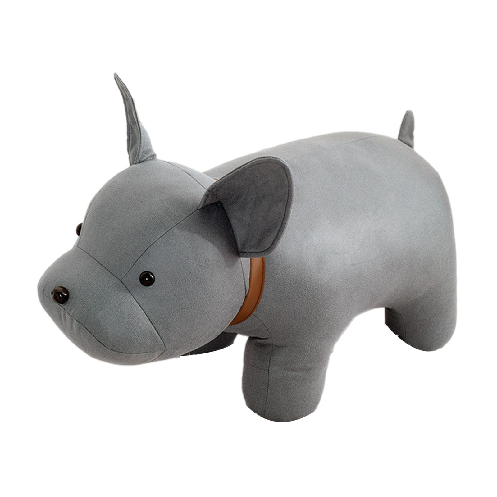 Kids Stool Storage Shoes Changing Animal Footstool for Decor Bedroom Indoor Gray dog