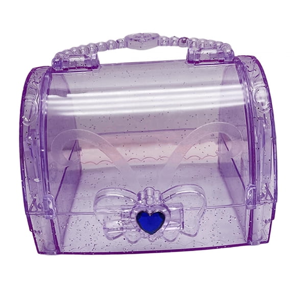 Kids Storage Box Treasure Chest Box with Handle Storage Bin Organizer Sewing Box Organizer Princesses Box for Toys Stationery Clear and Violet