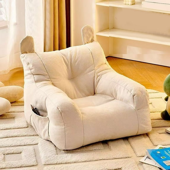 Kids Storage Chair with Side Pocket - Soft Velvet Child Sofa, 50x50cm Bear-Shaped Lounge Chair for Playroom & Bedroom, Breathable & Durable, Includes Zipper Storage, Ideal for Small Spaces