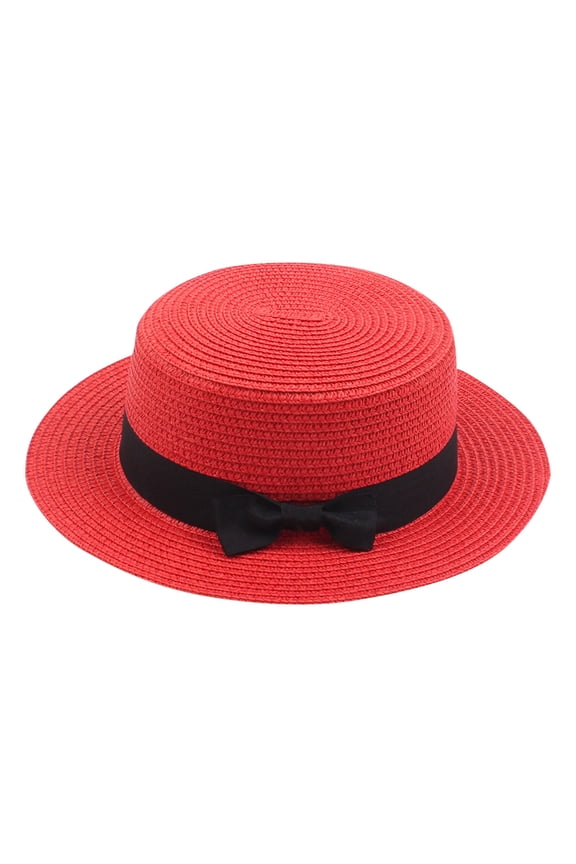 Kids Straw Sun Hat Wide Brim Beach Hat Summer Breathable UV Protection Fedora for Boys Girls Outdoor Travel One Size