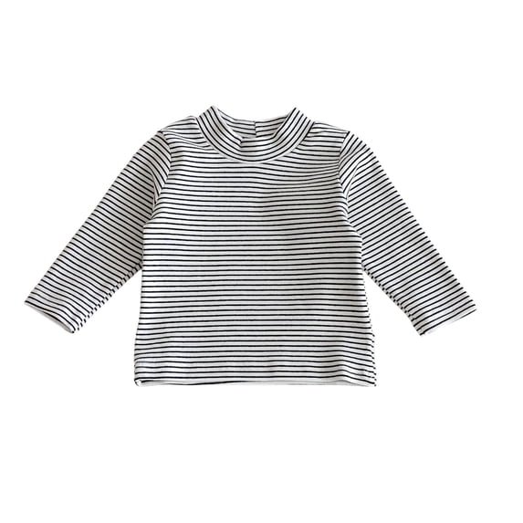 Kids Striped Long Sleeve Base Layer Tops Mock Neck Soft Stretchy Knit Pullover Slim Fitting Basic Undershirt for Fall Winter Boys Girls Daily Wear 2-3Y