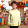 thumbnail image 1 of Kids Striped Long Sleeve Crewneck Sweatshirt, Boys Girls Casual Pullover Top, Soft Comfortable Everyday Wear, Classic Hoodless Sweatshirt for Children(Orange,11-12 Years), 1 of 6