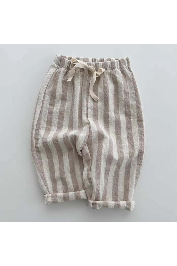 Kids' Striped Pants - Elastic Waist Casual Trousers for Babies & Toddlers - Kids' Lightweight Stripe Pants for (Ages 3M-2Y)