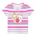 thumbnail image 1 of Kids Striped Shirts for Girls Boys Summer Short Sleeve Casual Tops Lightweight Comfy Graphic Tees Cute T Shirt, Pink, 5 Years, 1 of 3