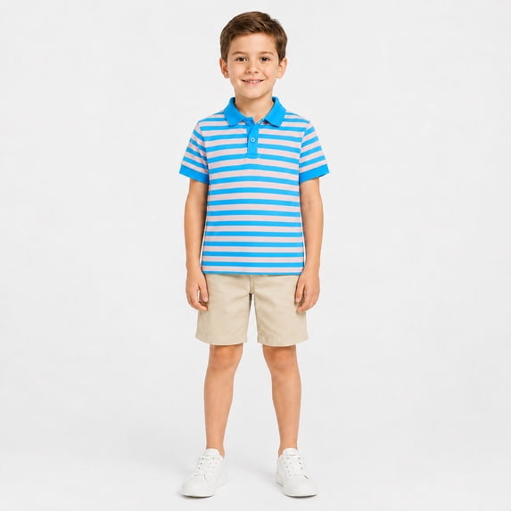 Kids' Striped Weekend Polo Shirt Short Sleeve Collared Summer Shirt Youth Top