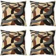 thumbnail image 1 of Kids Stripes Reversible Throw Pillow Covers 20 x 20-Inch Brown Black Grey Square Cushion Covers Set of 4 for Decor Abstract Geometric Pillow Covers Home Decor Women Men Modern Striped Art, 1 of 6
