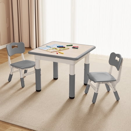 Gitawusa Sophia Kids 3-Piece Multifunction Activity Table and Chair Set, Gray