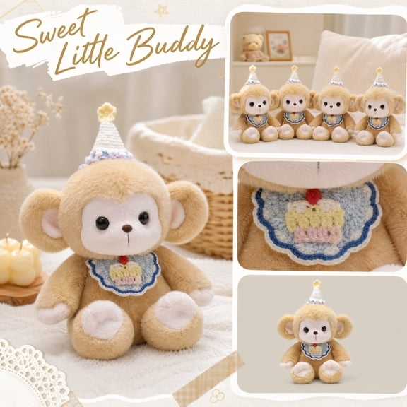 Kids Stuffed Plush Gift, Stuffed Animal Monkey, Small Stuffed Animal, Birthday Gift, 16X12 Inch Plush Decor That Works As Cozy Snuggle Buddy and Party Accent