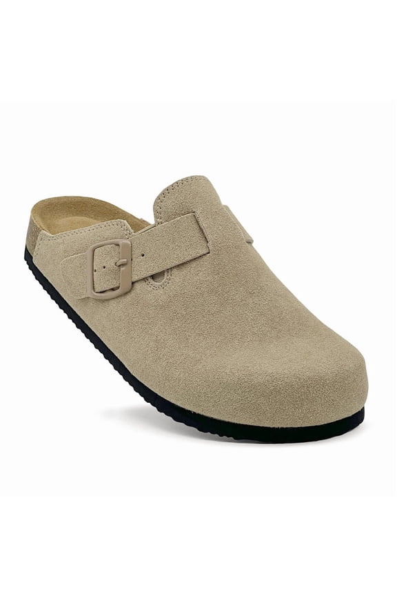Kids Suede Clogs Boys Girls Sandals Cork Footbed Toddler Slip-on Slippers Indoor Outdoor Cute Sandals Classic Adjustable Buckle