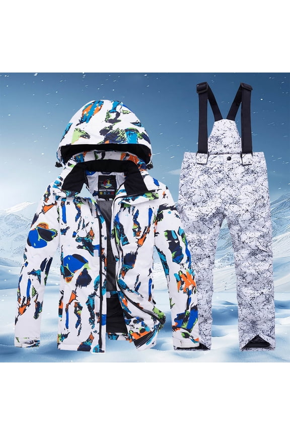 Kids Suit Boys Girls Two-piece set Ski Suits Warm Coveralls Windproof Waterproof Winter Overalls Girls Snow Suits Size XL