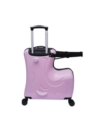 N-A AO WEI LA OW Kids ride-on Suitcase carry-on Tollder Luggage with Wheels  Suitcase to Kids aged 6-12 years old (Blue, 24 Inch).
