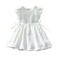 thumbnail image 1 of Kids Summer Beach Sundress New Toddler Baby Girls Dress Summer Cotton Ruffle Sleeve Embroidered Casual Beach Dresses White 10 Years, 1 of 9