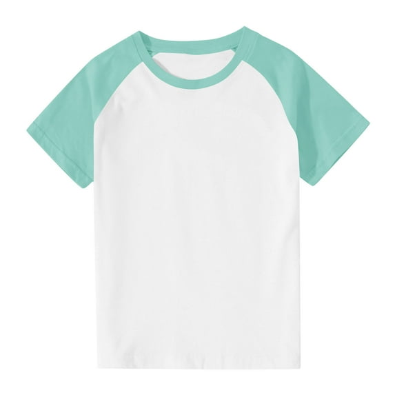 Kids Summer Clothes Cotton Tops Short Sleeve Raglan Tees Crewneck Basic Tshirts for Boys Girls Loose Fit (5 Years, Mint Green)