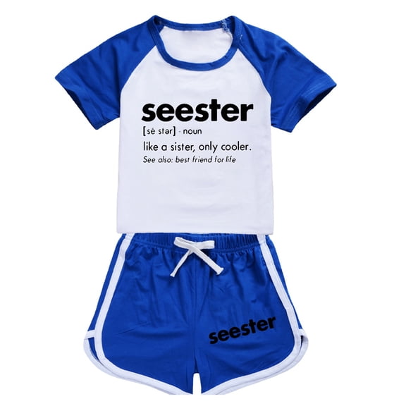 Kids Summer Clothes Letter Short Sleeve Casual T-Shirt Tops and Shorts Pants 2 Piece Outfits Girls 5-6 Years Girls Outfits Cute Girl Clothing