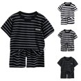 thumbnail image 1 of Kids Summer Clothes Short Sleeve Loose Striped T Shirt and Shorts Boys Beach Outfit Boys 2 Piece Outfits Size 2-9 Years, 1 of 4
