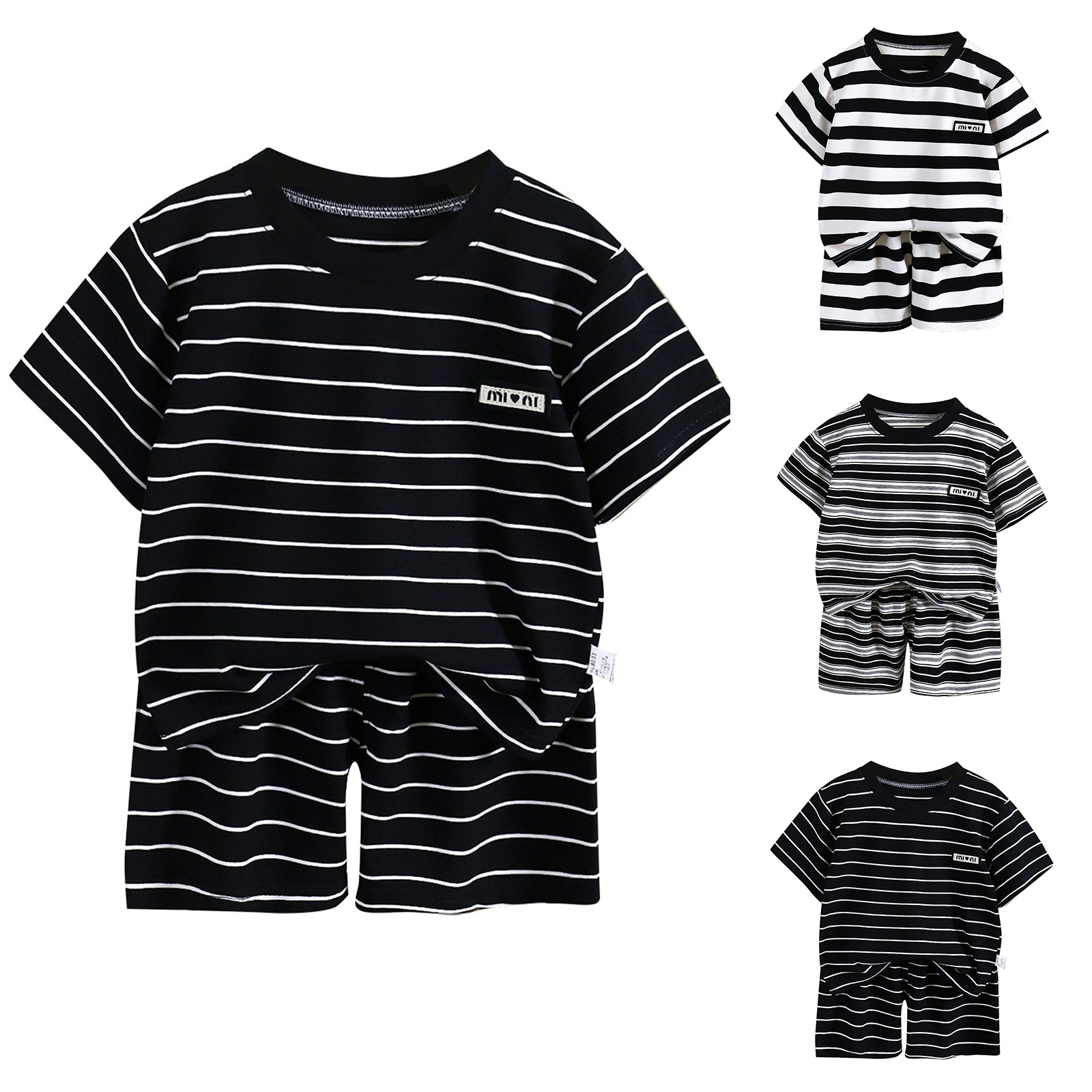 Kids Summer Clothes Short Sleeve Loose Striped T Shirt and Shorts Boys Beach Outfit Boys 2 Piece Outfits Size 2-9 Years