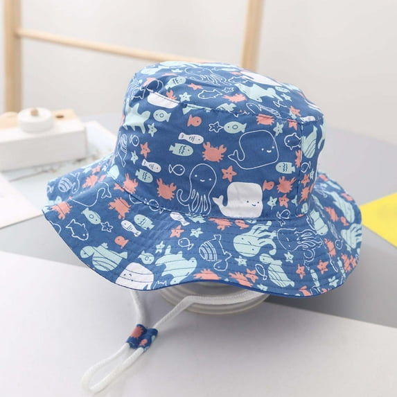 Kids Summer Hat For Boys 2 4 Years Lightweight Fisherman Cap Toddler Sun Wide Brim Outdoor Casual Daily Wear Casual Navy - One Size