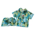 thumbnail image 1 of Kids Summer Hawaiian Shorts Set Girls Beach Vacation Outfits Short Sleeve Button Down Shirt Shorts Cotton Casual Clothes Blue, 7-8T, 1 of 3