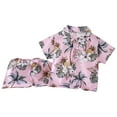thumbnail image 1 of Kids Summer Hawaiian Shorts Set Girls Beach Vacation Outfits Short Sleeve Button Down Shirt Shorts Cotton Casual Clothes Pink, 9-10T, 1 of 3