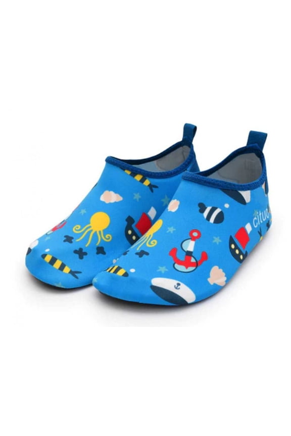 Kids Summer Non-Slip Lightweight Swim Water Shoes, Aqua Socks, Pool ; Beach Walking Shoes for Toddlers, Kids, Boys and Girls, Sailor Boy, Toddler 7/7.5