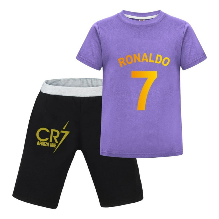 Kids Summer Sports Outfit CR7 Cristiano Ronaldo Soccer Tee and